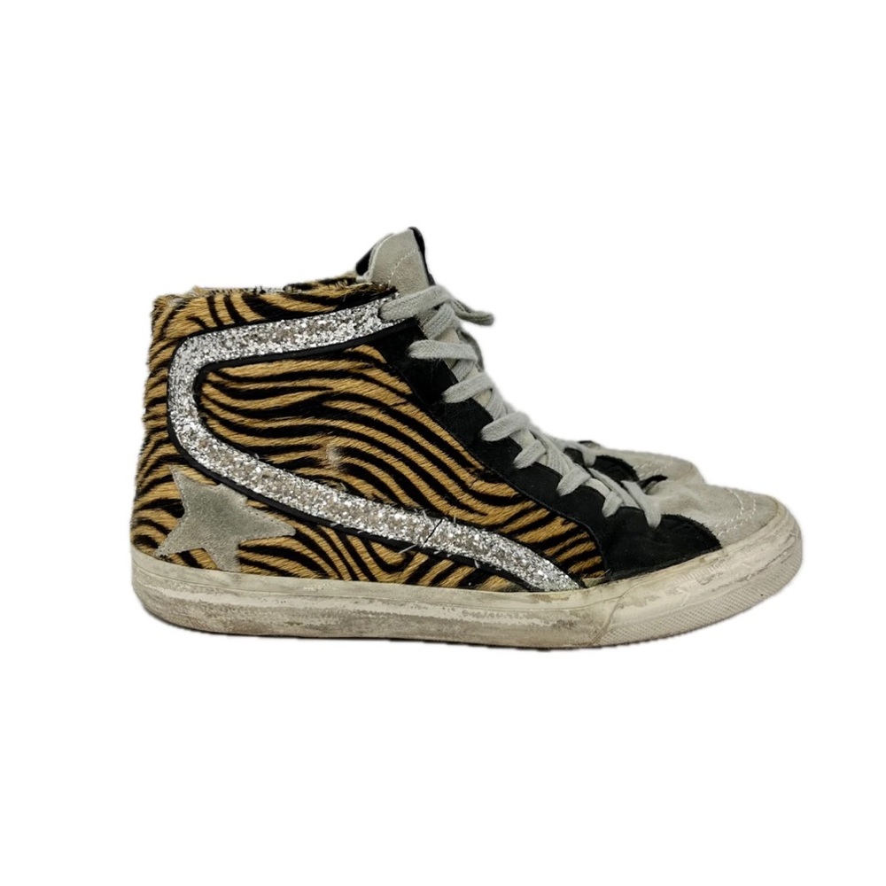 Golden Goose Slide Zebra Print Sneakers